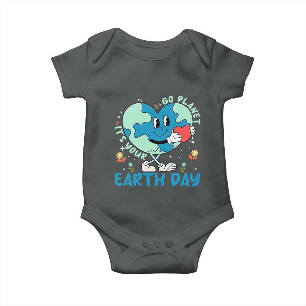 Go Planet It's Your Earth Day Baby Onesie Cute Nature Lover Heart Earth TS14 Dark Heather Print Your Wear