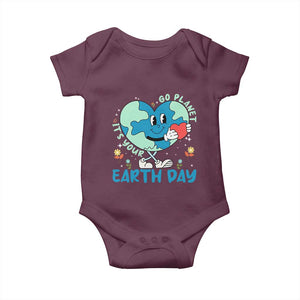 Go Planet It's Your Earth Day Baby Onesie Cute Nature Lover Heart Earth TS14 Maroon Print Your Wear