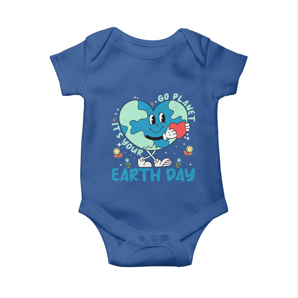 Go Planet It's Your Earth Day Baby Onesie Cute Nature Lover Heart Earth TS14 Royal Blue Print Your Wear