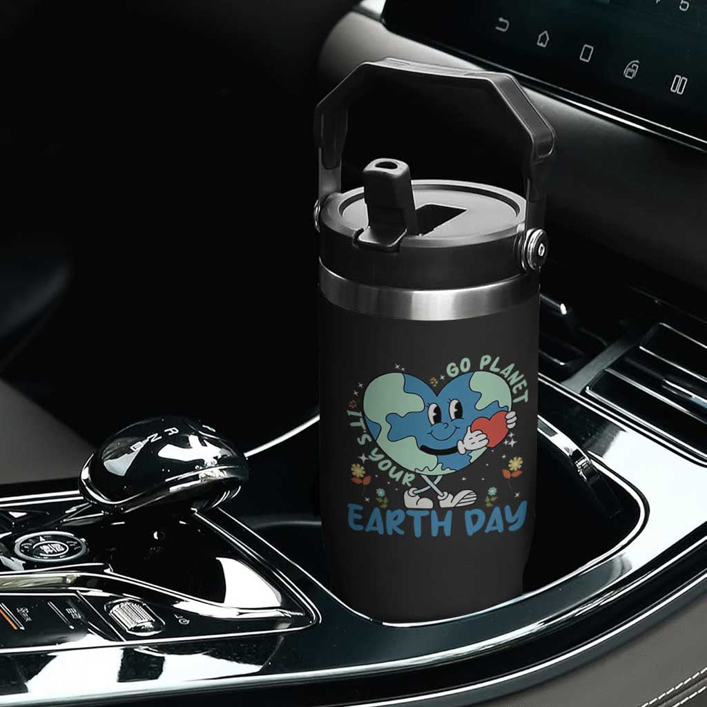 Go Planet It's Your Earth Day Flip Straw Tumbler Cute Nature Lover Heart Earth TS14 Print Your Wear