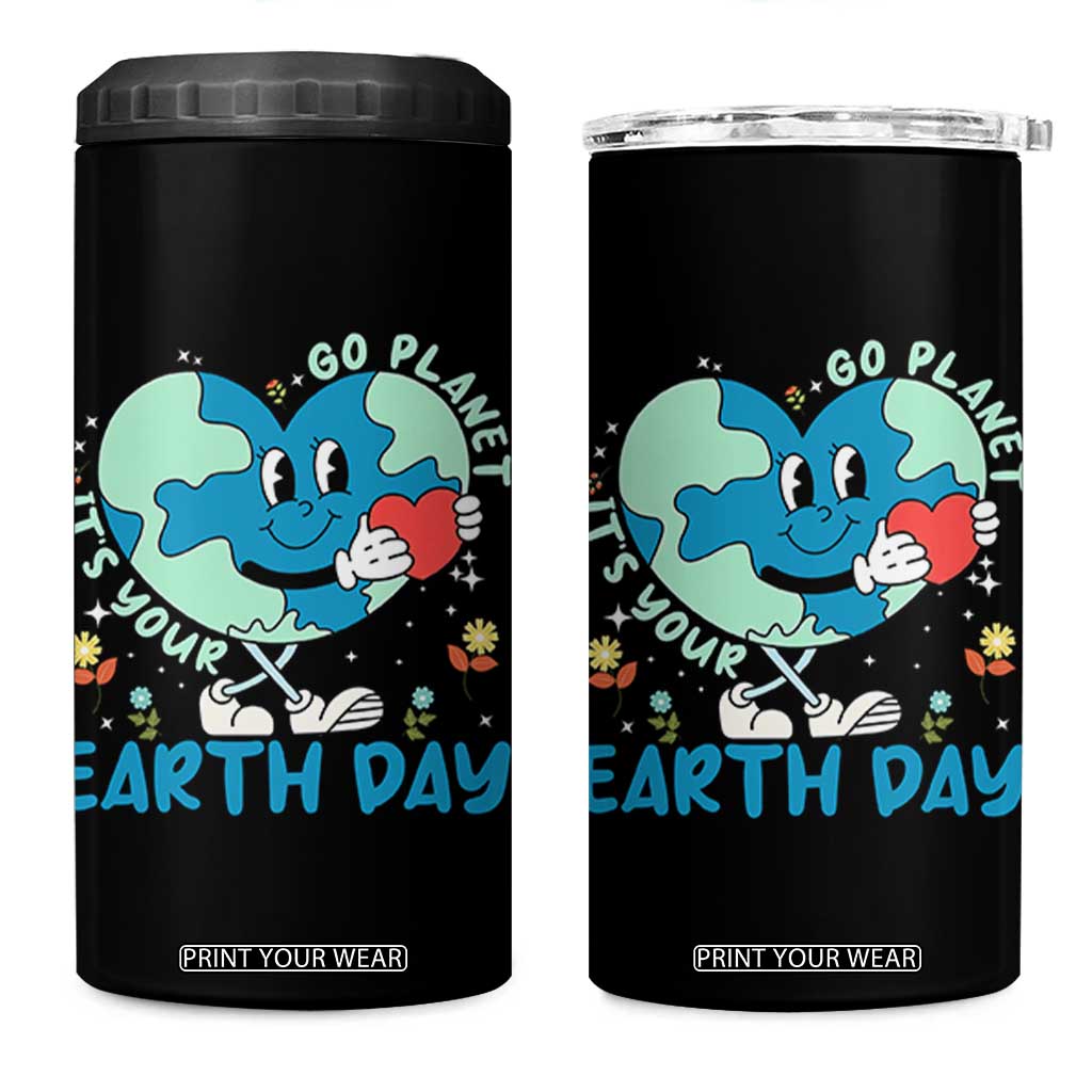 Go Planet It's Your Earth Day 4 in 1 Can Cooler Tumbler Cute Nature Lover Heart Earth TS14 One Size: 16 oz Black Print Your Wear
