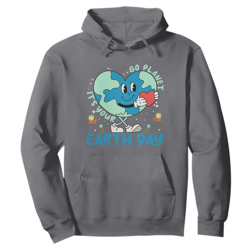 Go Planet It's Your Earth Day Hoodie Cute Nature Lover Heart Earth TS14 Charcoal Print Your Wear