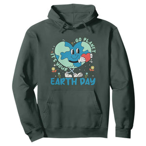 Go Planet It's Your Earth Day Hoodie Cute Nature Lover Heart Earth TS14 Dark Forest Green Print Your Wear