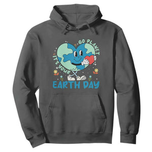 Go Planet It's Your Earth Day Hoodie Cute Nature Lover Heart Earth TS14 Dark Heather Print Your Wear