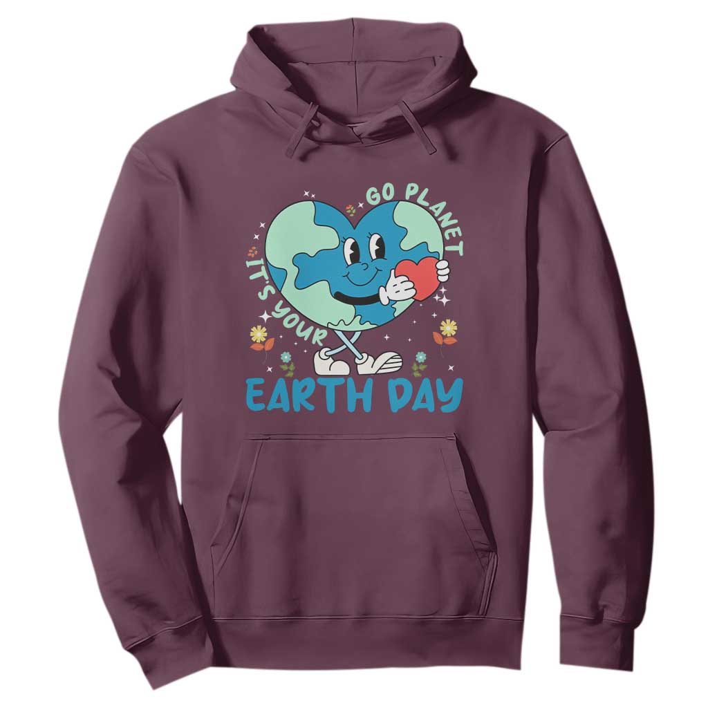Go Planet It's Your Earth Day Hoodie Cute Nature Lover Heart Earth TS14 Maroon Print Your Wear