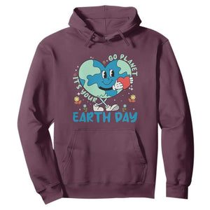 Go Planet It's Your Earth Day Hoodie Cute Nature Lover Heart Earth TS14 Maroon Print Your Wear