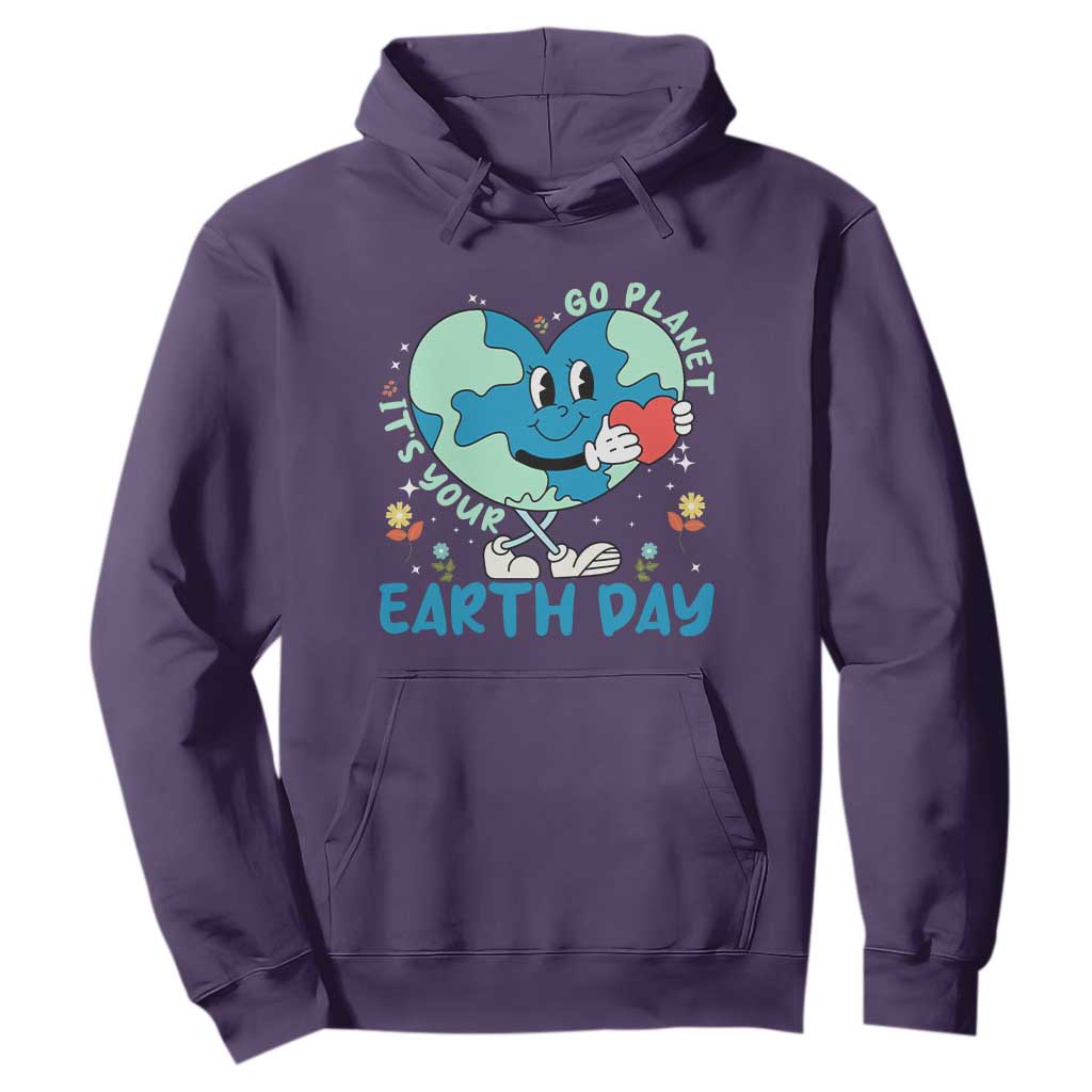 Go Planet It's Your Earth Day Hoodie Cute Nature Lover Heart Earth TS14 Purple Print Your Wear