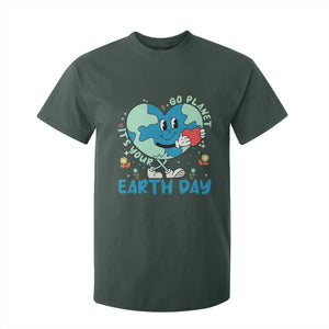 Go Planet It's Your Earth Day T Shirt For Kid Cute Nature Lover Heart Earth TS14 Dark Forest Green Print Your Wear