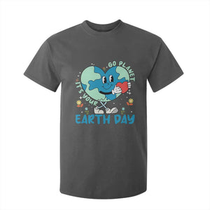 Go Planet It's Your Earth Day T Shirt For Kid Cute Nature Lover Heart Earth TS14 Dark Heather Print Your Wear