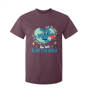 Go Planet It's Your Earth Day T Shirt For Kid Cute Nature Lover Heart Earth TS14 Maroon Print Your Wear