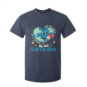 Go Planet It's Your Earth Day T Shirt For Kid Cute Nature Lover Heart Earth TS14 Navy Print Your Wear