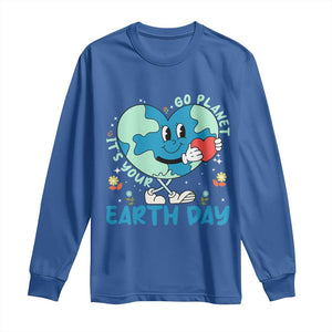 Go Planet It's Your Earth Day Long Sleeve Shirt Cute Nature Lover Heart Earth TS14 Royal Blue Print Your Wear