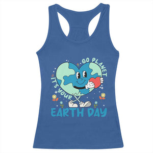 Go Planet It's Your Earth Day Racerback Tank Top Cute Nature Lover Heart Earth TS14 Royal Blue Print Your Wear
