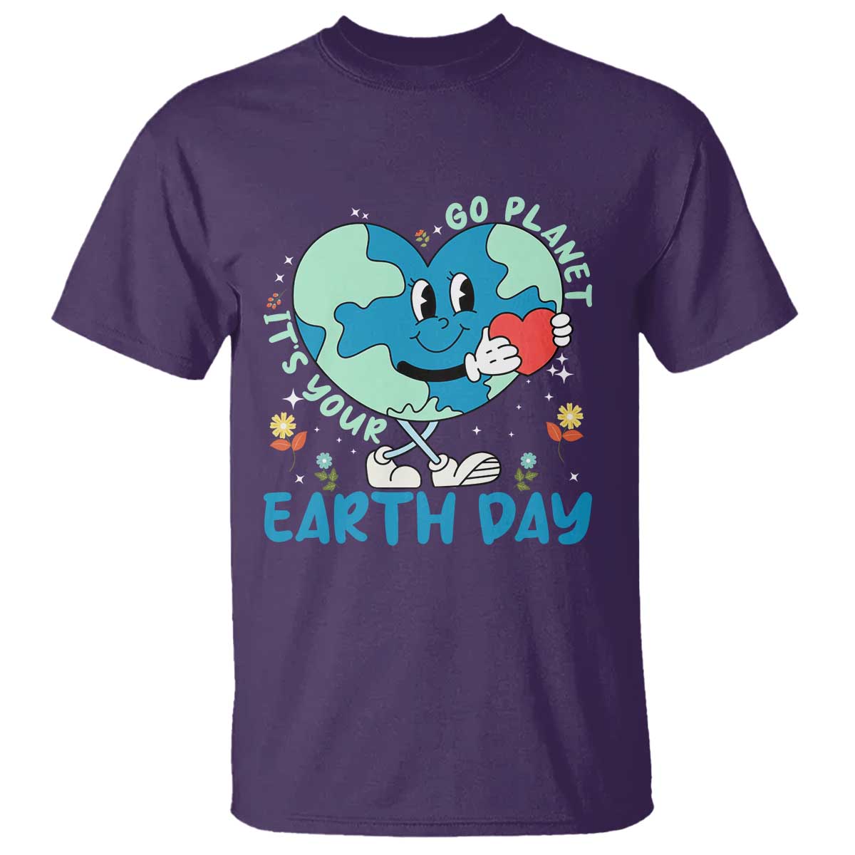 Go Planet It's Your Earth Day T Shirt Cute Nature Lover Heart Earth TS14 Purple Print Your Wear