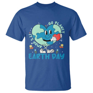 Go Planet It's Your Earth Day T Shirt Cute Nature Lover Heart Earth TS14 Royal Blue Print Your Wear