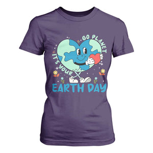 Go Planet It's Your Earth Day T Shirt For Women Cute Nature Lover Heart Earth TS14 Purple Print Your Wear