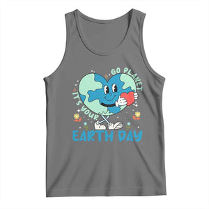Go Planet It's Your Earth Day Tank Top Cute Nature Lover Heart Earth TS14 Black Heather Print Your Wear