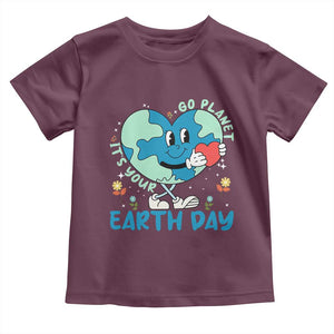 Go Planet It's Your Earth Day Toddler T Shirt Cute Nature Lover Heart Earth TS14 Maroon Print Your Wear