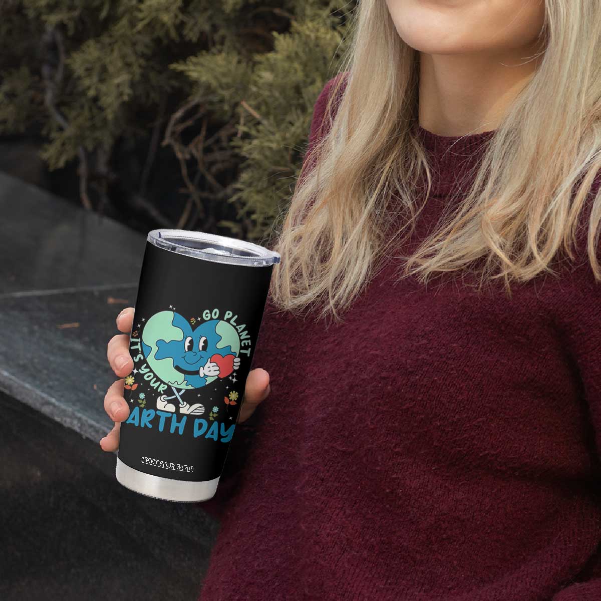 Go Planet It's Your Earth Day Tumbler Cup Cute Nature Lover Heart Earth TS14 Print Your Wear