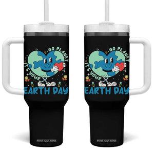 Go Planet It's Your Earth Day Tumbler With Handle Cute Nature Lover Heart Earth TS14 One Size: 40 oz Black Print Your Wear