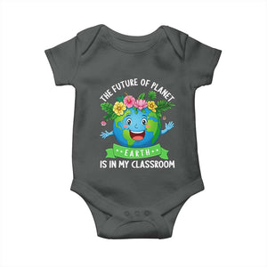 The Future Of Planet Is In My Classroom Baby Onesie Cute Earth with Floral Earth Day TS14 Dark Heather Print Your Wear