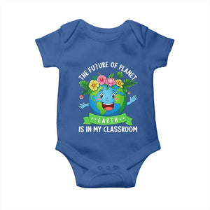 The Future Of Planet Is In My Classroom Baby Onesie Cute Earth with Floral Earth Day TS14 Royal Blue Print Your Wear