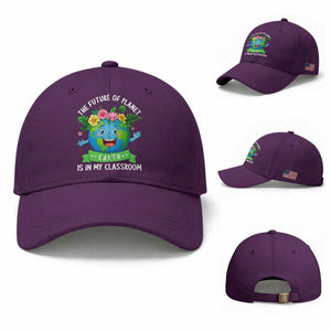 The Future Of Planet Is In My Classroom Baseball Cap Cute Earth with Floral Earth Day TS14 Baseball Cap Universal Fit Purple Print Your Wear