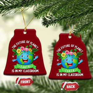 The Future Of Planet Is In My Classroom Ceramic Ornament Cute Earth with Floral Earth Day TS14 Print Your Wear