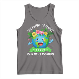 The Future Of Planet Is In My Classroom Tank Top Cute Earth with Floral Earth Day TS14 Deep Heather Print Your Wear