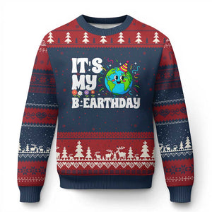 Earth Day Birthday Ugly Christmas Sweater April 22 Nature Lover Eco Birthday Party Gift TS14 Navy Red Print Your Wear