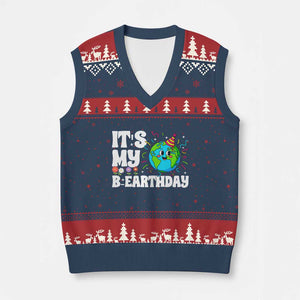 Earth Day Birthday V-Neck Knit Sweater Vest April 22 Nature Lover Eco Birthday Party Gift TS14 Navy Red Print Your Wear