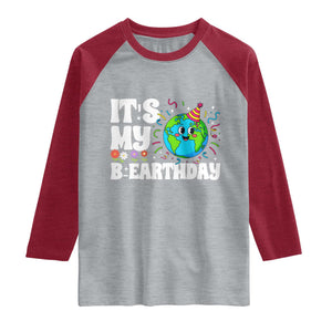 Earth Day Birthday Raglan Shirt April 22 Nature Lover Eco Birthday Party Gift TS14 Heather Gray Heather Red Print Your Wear