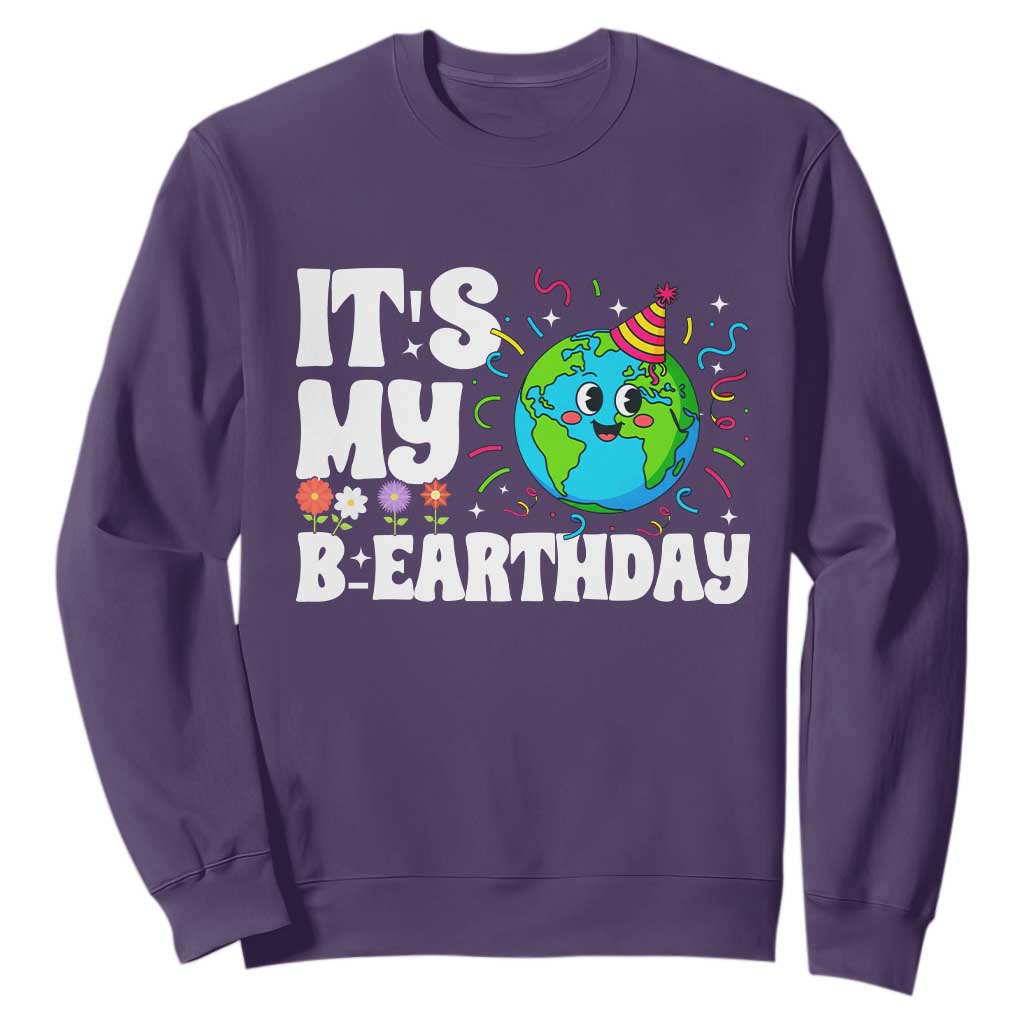 Earth Day Birthday Sweatshirt April 22 Nature Lover Eco Birthday Party Gift TS14 Purple Print Your Wear