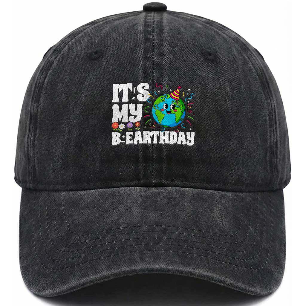 Earth Day Birthday Washed Cotton Baseball Cap April 22 Nature Lover Eco Birthday Party Gift TS14 Print Your Wear