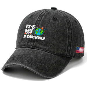Earth Day Birthday Washed Cotton Baseball Cap April 22 Nature Lover Eco Birthday Party Gift TS14 Print Your Wear