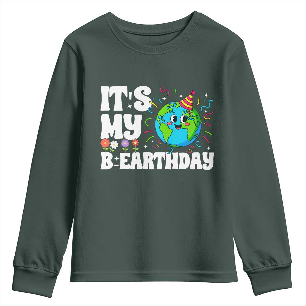 Earth Day Birthday Youth Sweatshirt April 22 Nature Lover Eco Birthday Party Gift TS14 Dark Forest Green Print Your Wear