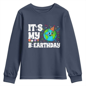 Earth Day Birthday Youth Sweatshirt April 22 Nature Lover Eco Birthday Party Gift TS14 Navy Print Your Wear