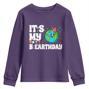 Earth Day Birthday Youth Sweatshirt April 22 Nature Lover Eco Birthday Party Gift TS14 Purple Print Your Wear