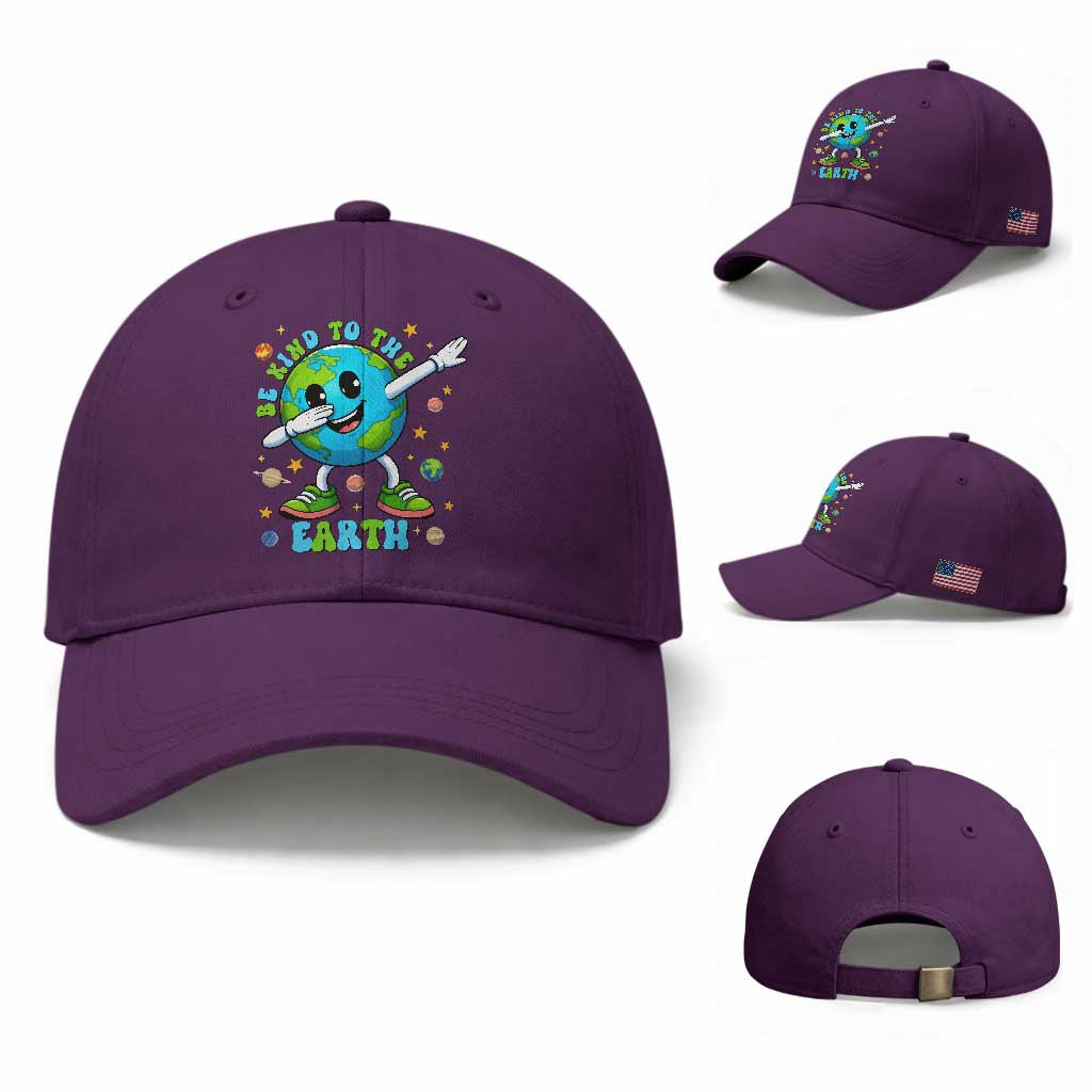 Be Kind To The Earth Baseball Cap Cute Environmental Awareness Earth Day TS14 Baseball Cap Universal Fit Purple Print Your Wear