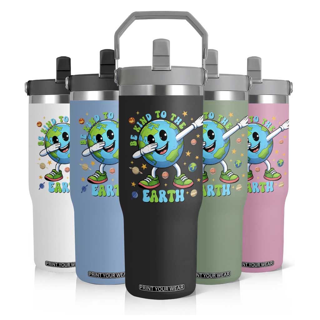 Be Kind To The Earth Flip Straw Tumbler Cute Environmental Awareness Earth Day TS14 Print Your Wear