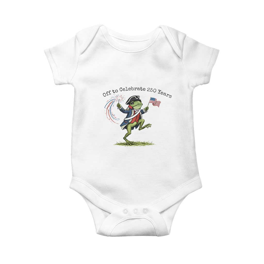 250th Anniversary USA Baby Onesie Funny Patriotic Frog USA Independence Day TS14 White Print Your Wear