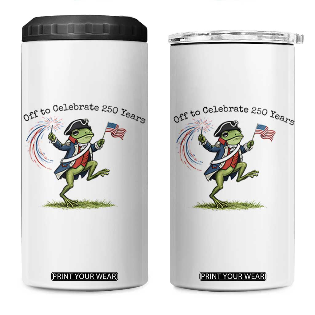 250th Anniversary USA 4 in 1 Can Cooler Tumbler Funny Patriotic Frog USA Independence Day TS14 One Size: 16 oz White Print Your Wear