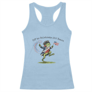 250th Anniversary USA Racerback Tank Top Funny Patriotic Frog USA Independence Day TS14 Light Blue Print Your Wear