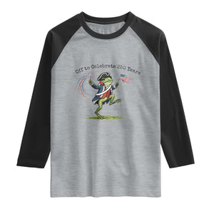 250th Anniversary USA Raglan Shirt Funny Patriotic Frog USA Independence Day TS14 Heather Gray Black Print Your Wear