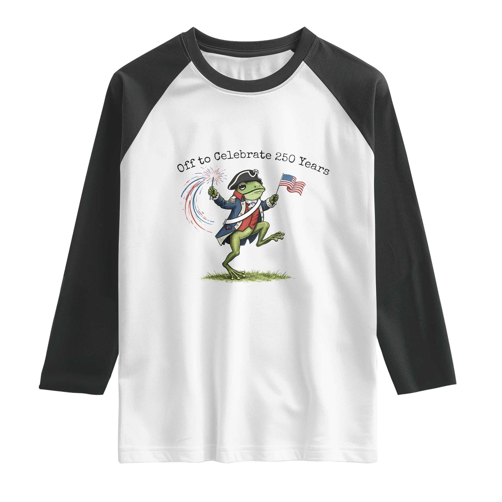 250th Anniversary USA Raglan Shirt Funny Patriotic Frog USA Independence Day TS14 White Black Print Your Wear
