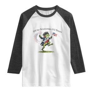 250th Anniversary USA Raglan Shirt Funny Patriotic Frog USA Independence Day TS14 White Heather Charcoal Print Your Wear