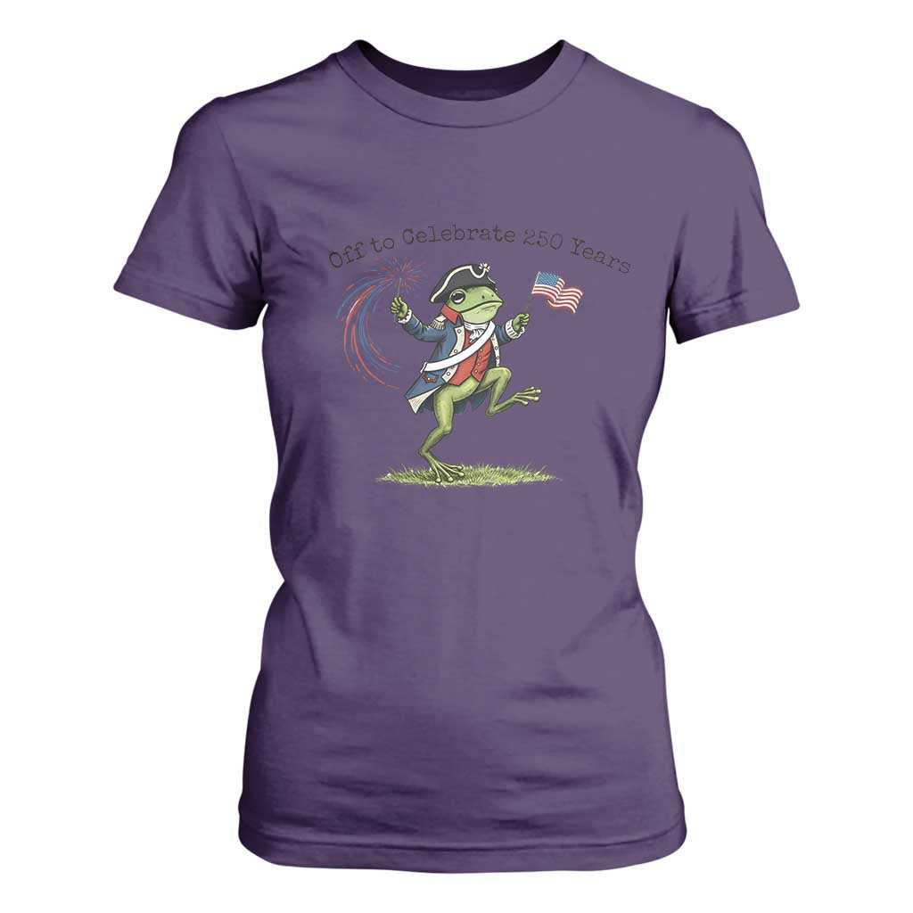250th Anniversary USA T Shirt For Women Funny Patriotic Frog USA Independence Day TS14 Purple Print Your Wear