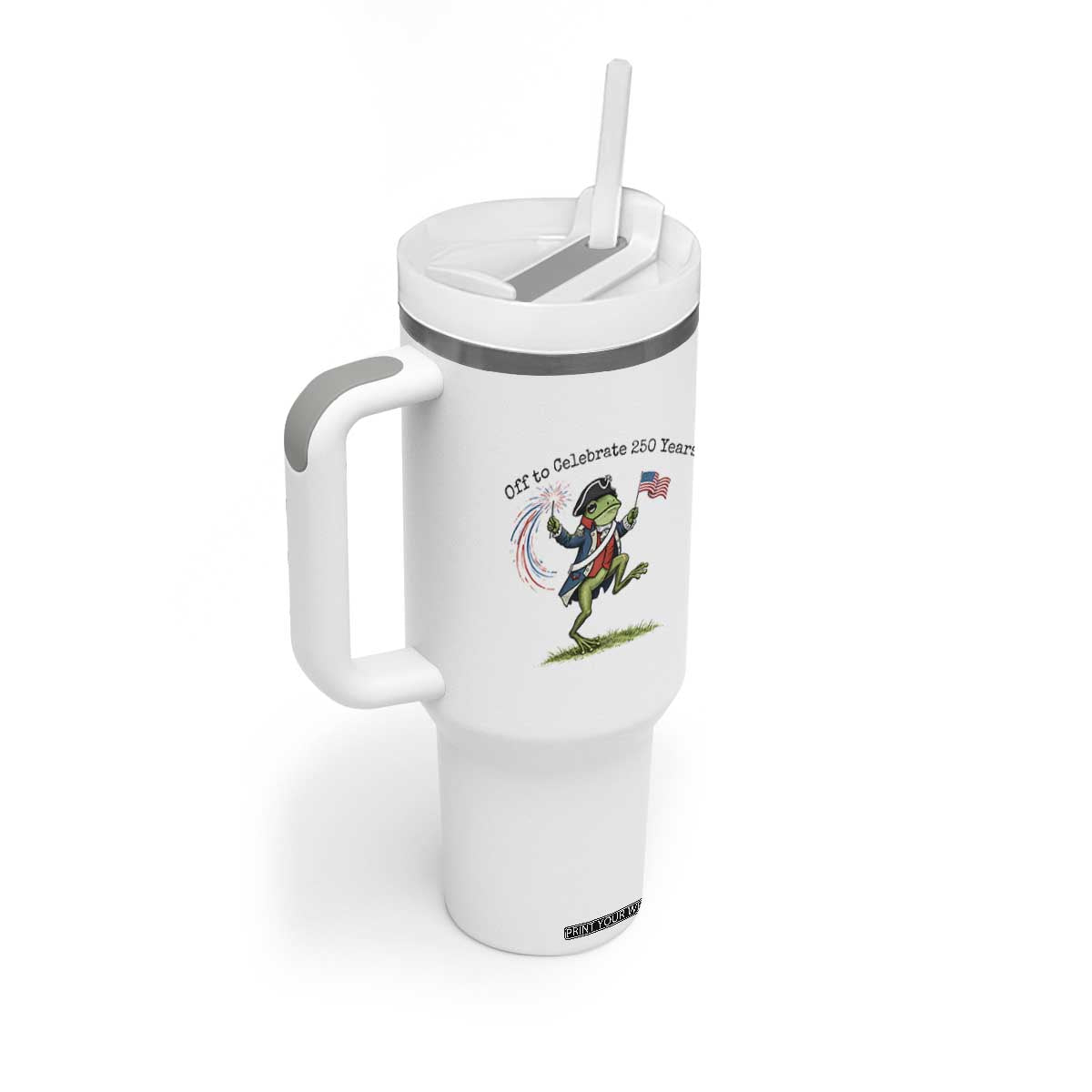 250th Anniversary USA Tumbler With Handle Funny Patriotic Frog USA Independence Day TS14 Print Your Wear