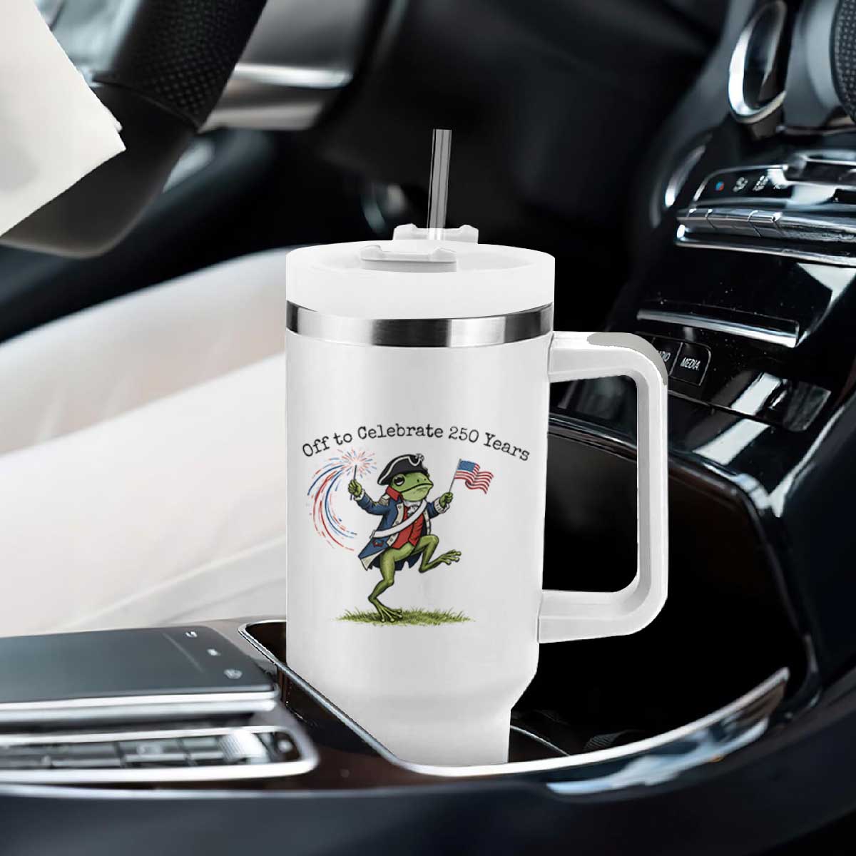 250th Anniversary USA Tumbler With Handle Funny Patriotic Frog USA Independence Day TS14 Print Your Wear
