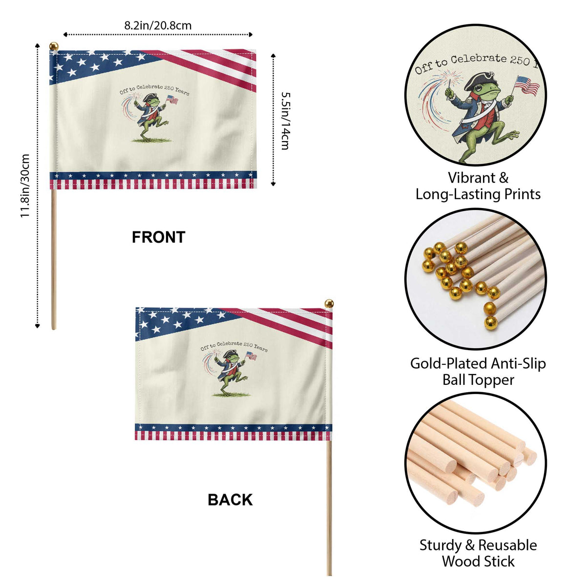 250th Anniversary USA Patriotic Handheld Flag Funny Patriotic Frog USA Independence Day TS14 Print Your Wear